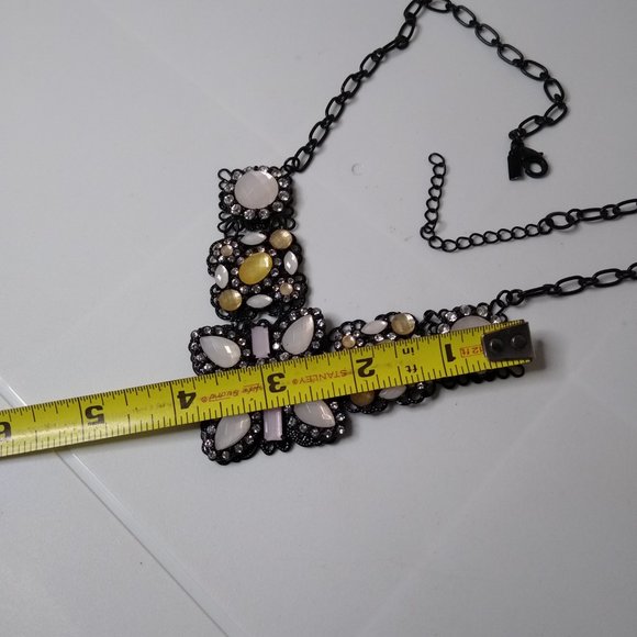 Black Chain Decorative Multicolor Necklace Adjustable 21 To 23 Inches - Picture 13 of 15